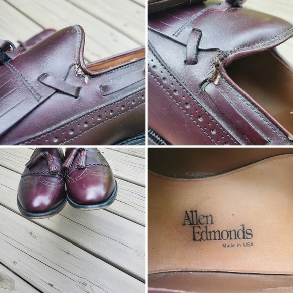 Vintage 80s Allen Edmonds Mansfield Oxblood Leather Kiltie‎ Fringe Tassel Brogue - Picture 6 of 8